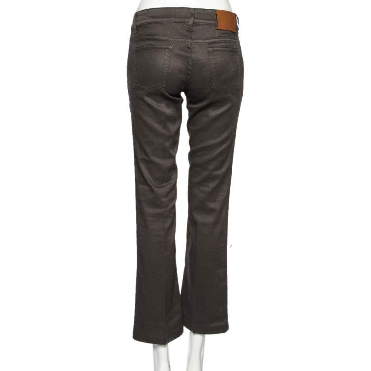 Pre Owned Gucci Grey Cotton Straight Pants M
