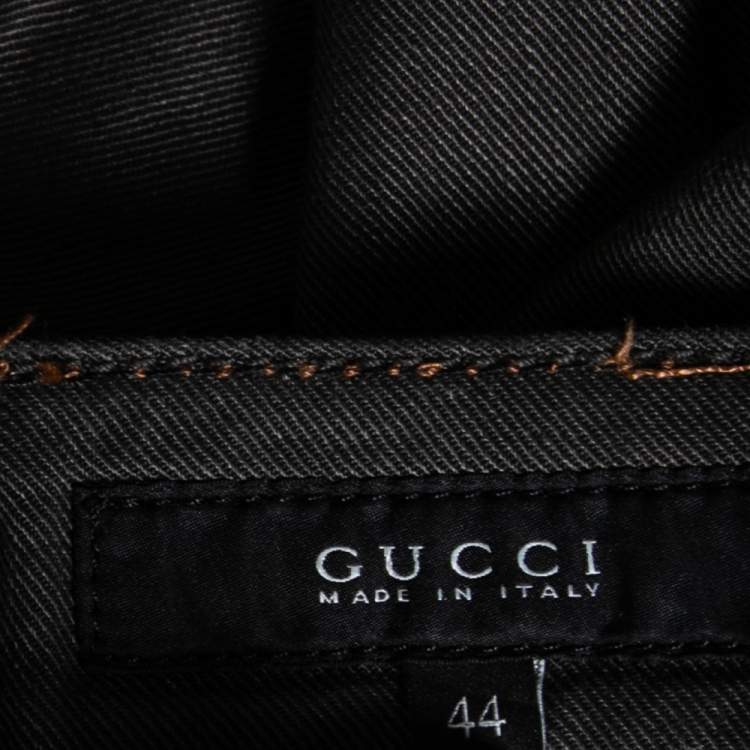 Pre Owned Gucci Grey Cotton Straight Pants M