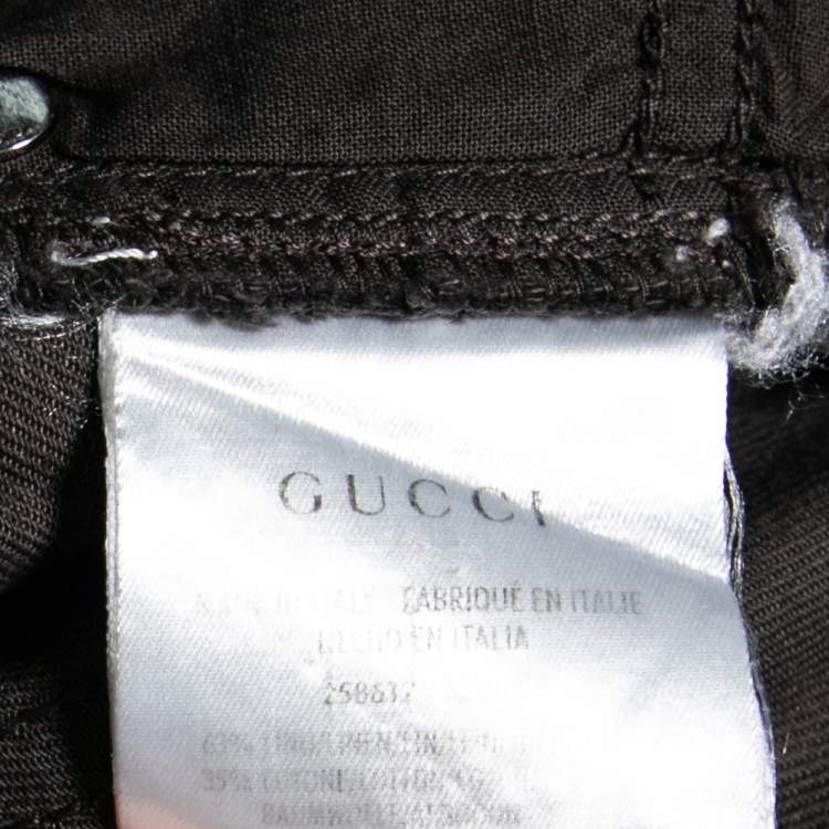 Pre Owned Gucci Grey Cotton Straight Pants M