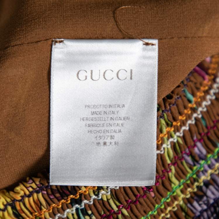 Pre Owned Gucci Brown Floral Printed Silk Mini Skirt M