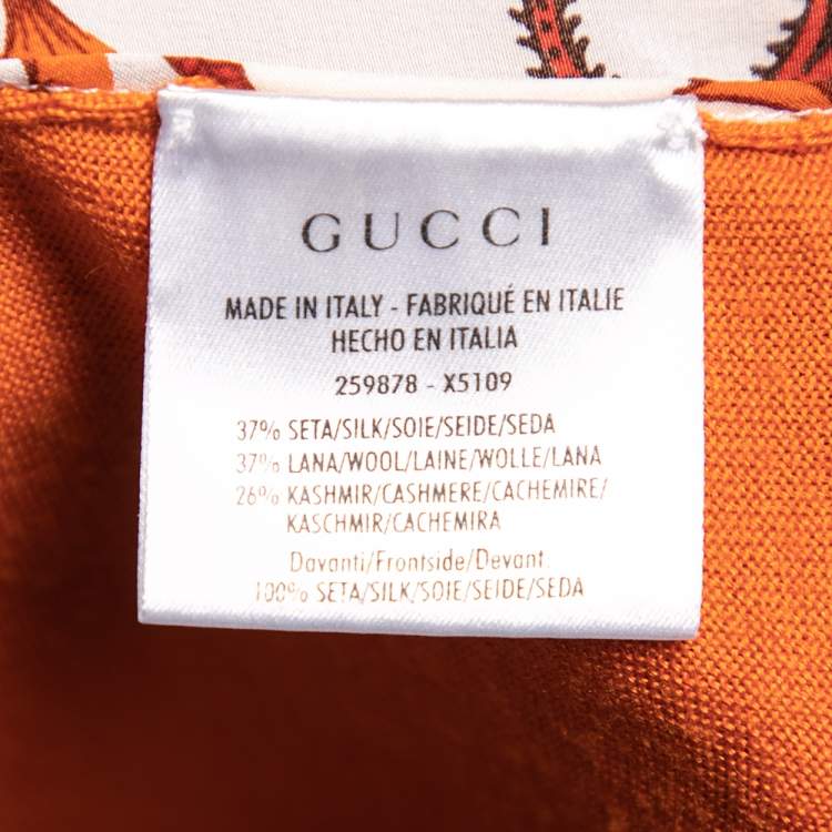 Pre Owned Gucci Orange Printed Silk & Knit Paneled Tank Top M