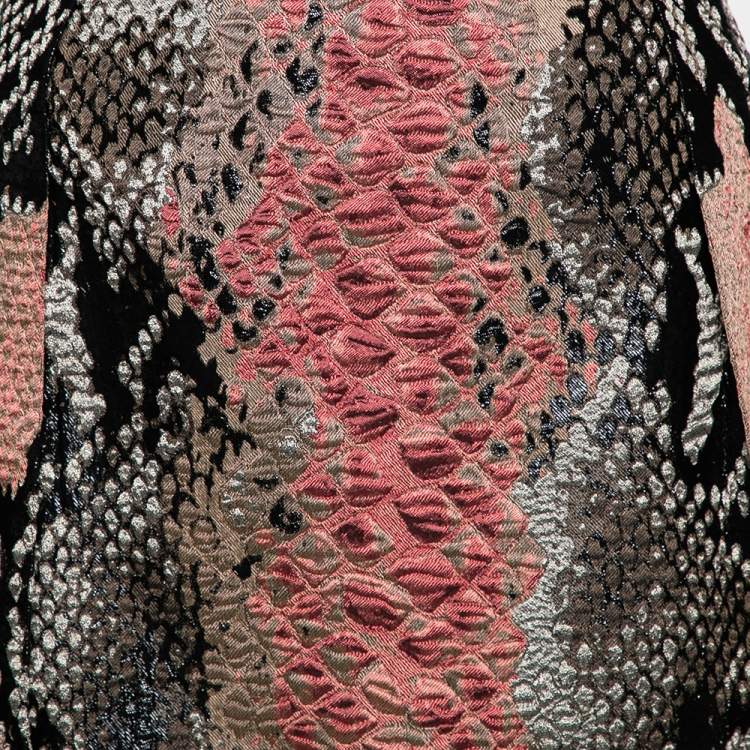 Pre Owned Gucci Multicolor Metallic Knit Textured Snakeskin Printed Mini Skirt M