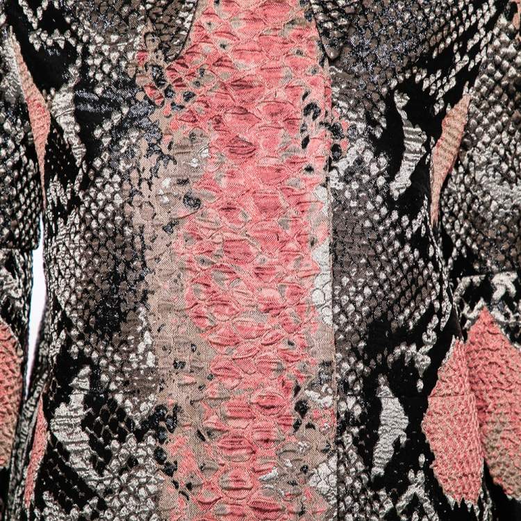 Pre Owned Gucci Pink Snakeskin Patterned Jacquard Button Front Double Breasted Jacket M