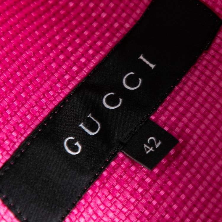 مملوكة مسبقًا Gucci Pink Textured Silk Bishop Sleeve Coat M
