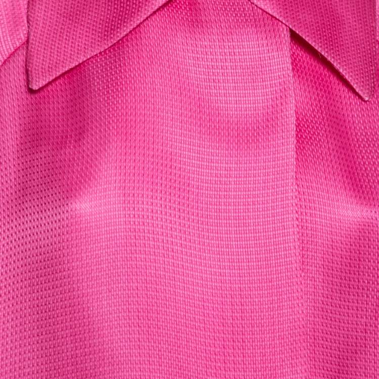 مملوكة مسبقًا Gucci Pink Textured Silk Bishop Sleeve Coat M