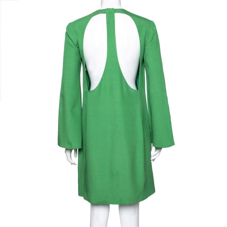 Pre Owned Gucci Green Silk Cutout Detail Shift Dress M