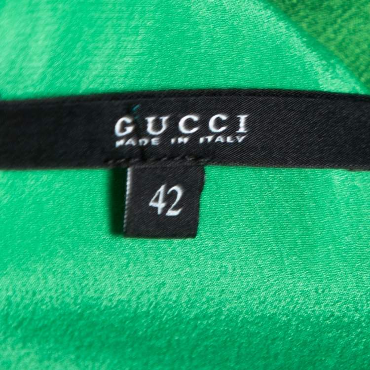 Pre Owned Gucci Green Silk Cutout Detail Shift Dress M