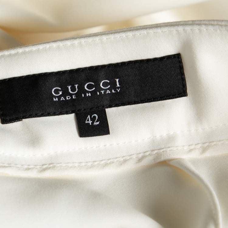 Pre Owned Gucci White Cotton Blend Tapered Leg Pants M