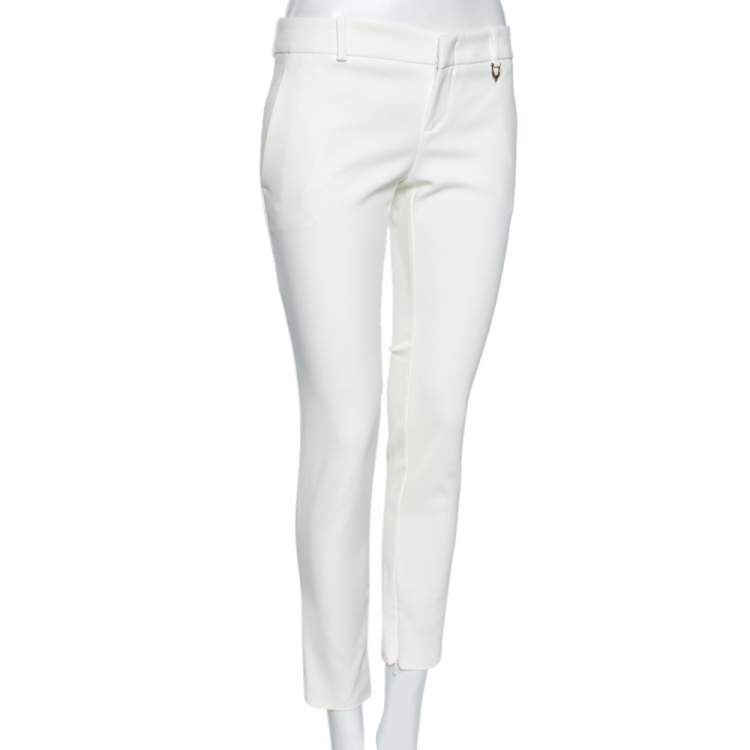 Pre Owned Gucci White Cotton Blend Tapered Leg Pants M