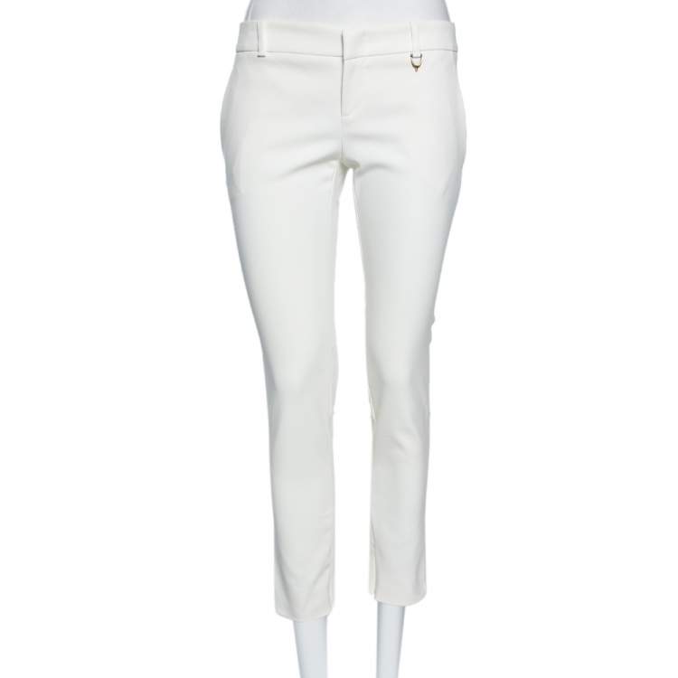 Pre Owned Gucci White Cotton Blend Tapered Leg Pants M