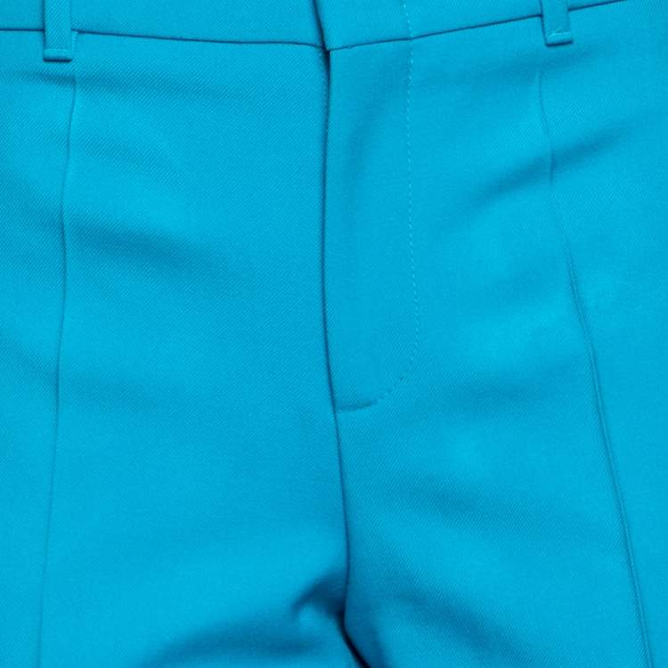 Pre Owned Gucci Blue Wool Flared Leg Trousers M