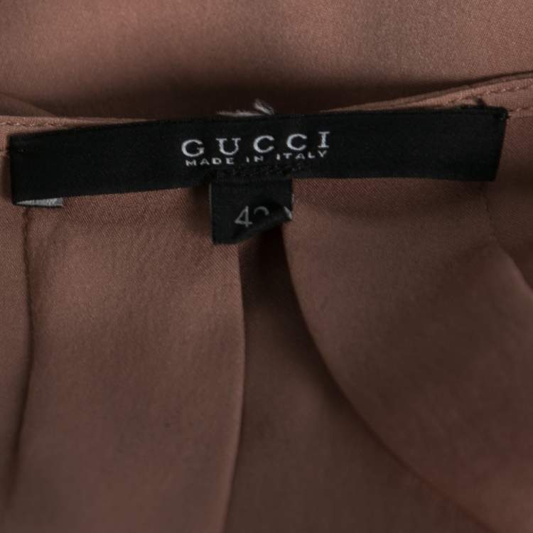 Pre Owned Gucci Beige Silk Button Front Long Sleeve Blouse M
