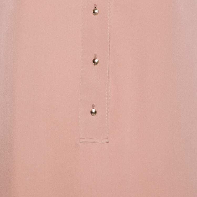 Pre Owned Gucci Beige Silk Button Front Long Sleeve Blouse M