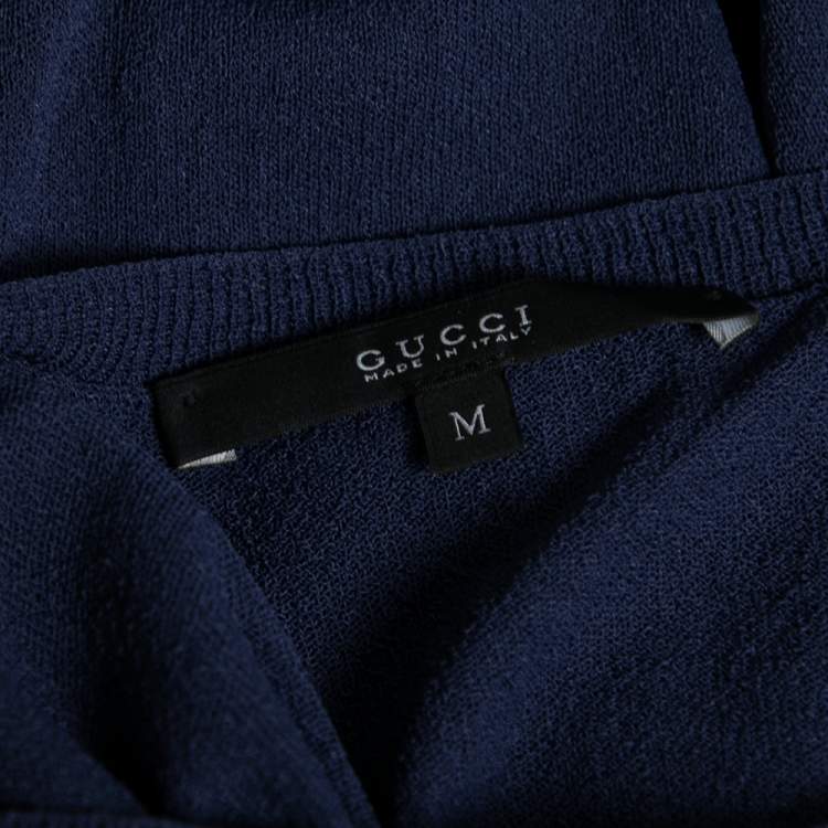 Pre Owned Gucci Navy Blue Knit Round Neck Top M