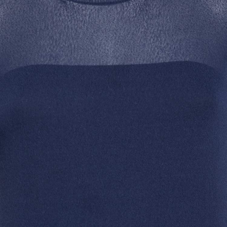 Pre Owned Gucci Navy Blue Knit Round Neck Top M
