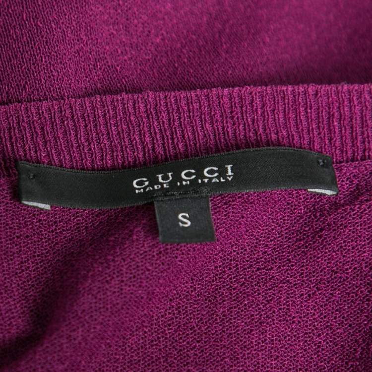 Pre Owned Gucci Pink Knit Button Front Long Sleeve Sweater S
