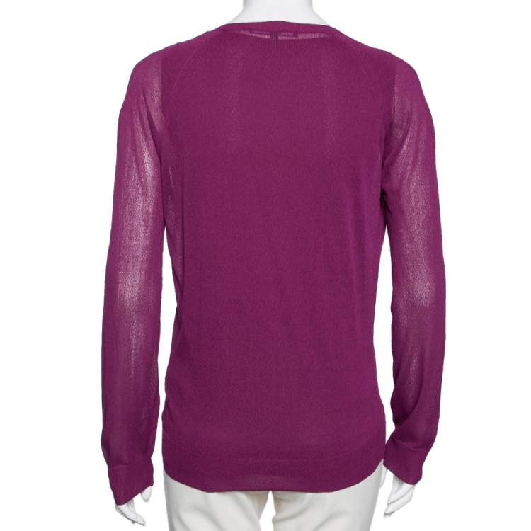 Pre Owned Gucci Pink Knit Button Front Long Sleeve Sweater S