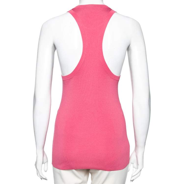 Pre Owned Gucci Pink Silk Crew Neck Sleeveless Top M