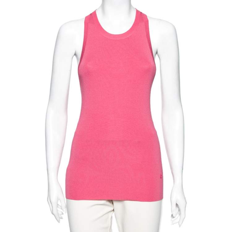 Pre Owned Gucci Pink Silk Crew Neck Sleeveless Top M