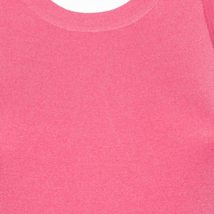 Pre Owned Gucci Pink Silk Crew Neck Sleeveless Top M