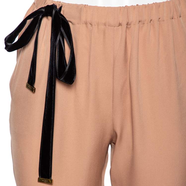مملوكة مسبقًا Gucci Beige Silk Cuffed Trousers M