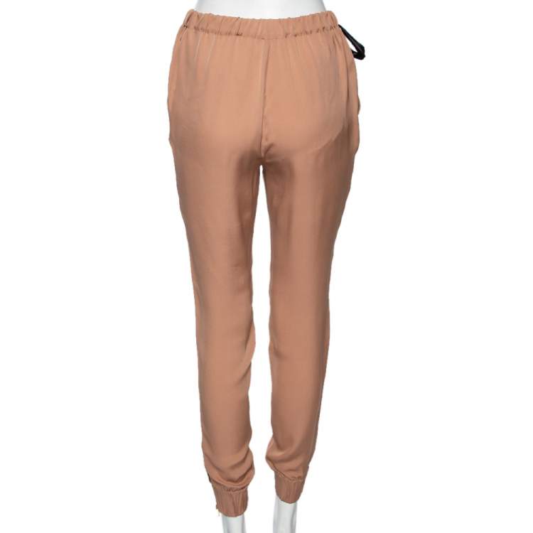 مملوكة مسبقًا Gucci Beige Silk Cuffed Trousers M