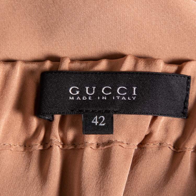 مملوكة مسبقًا Gucci Beige Silk Cuffed Trousers M