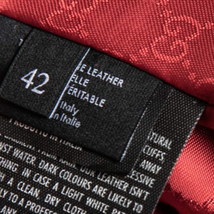 Pre Owned Gucci Brick Red Leather Zip Front Jacket M