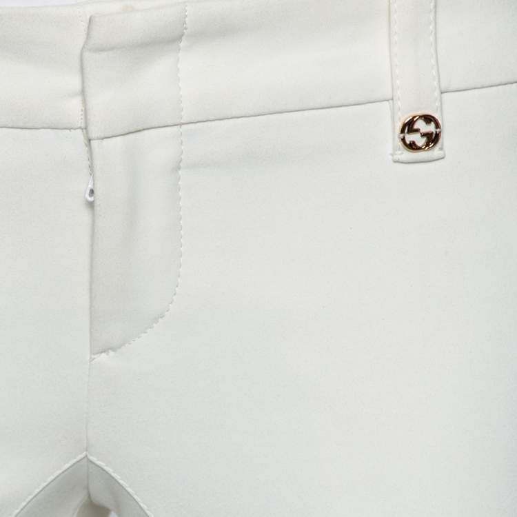 مملوكة مسبقًا Gucci White Stretch Cotton Zip Detail Slim Fit Pants M