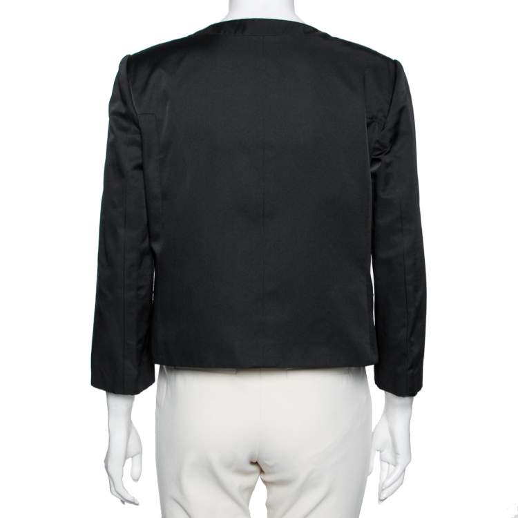 Pre Owned Gucci Black Cotton & Silk Button Front Jacket M