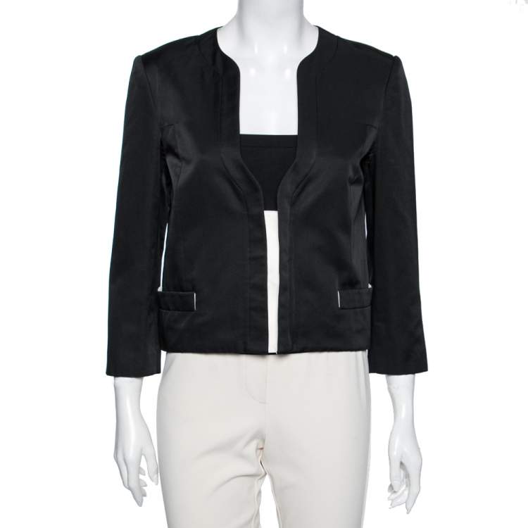 Pre Owned Gucci Black Cotton & Silk Button Front Jacket M