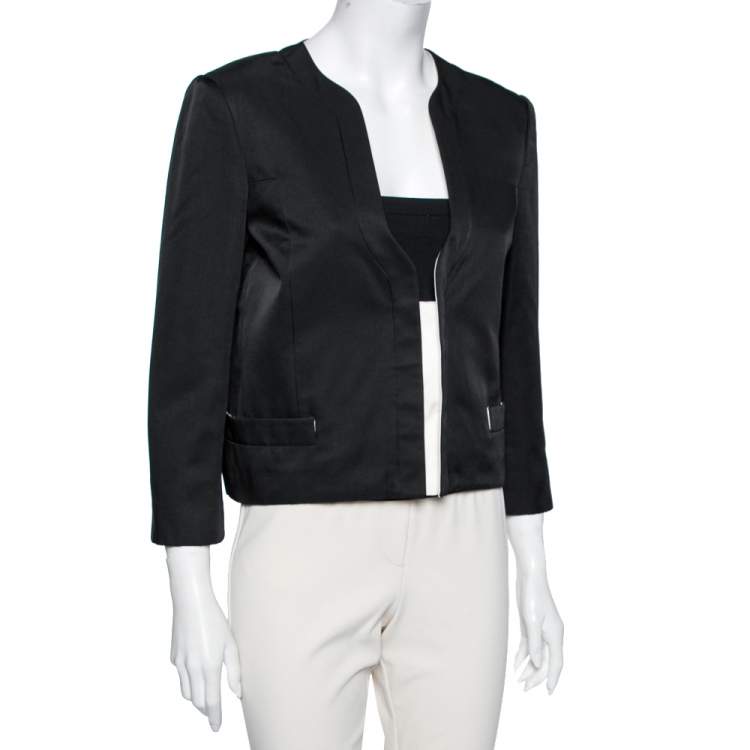 Pre Owned Gucci Black Cotton & Silk Button Front Jacket M