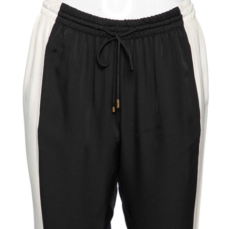 Pre Owned Gucci Monochrome Silk Elasticized Waist Pants M