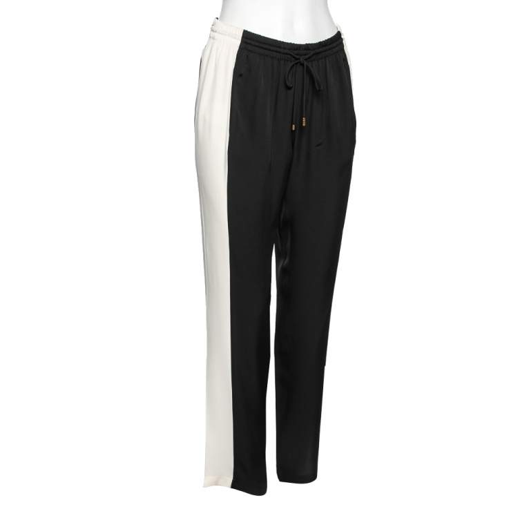 Pre Owned Gucci Monochrome Silk Elasticized Waist Pants M