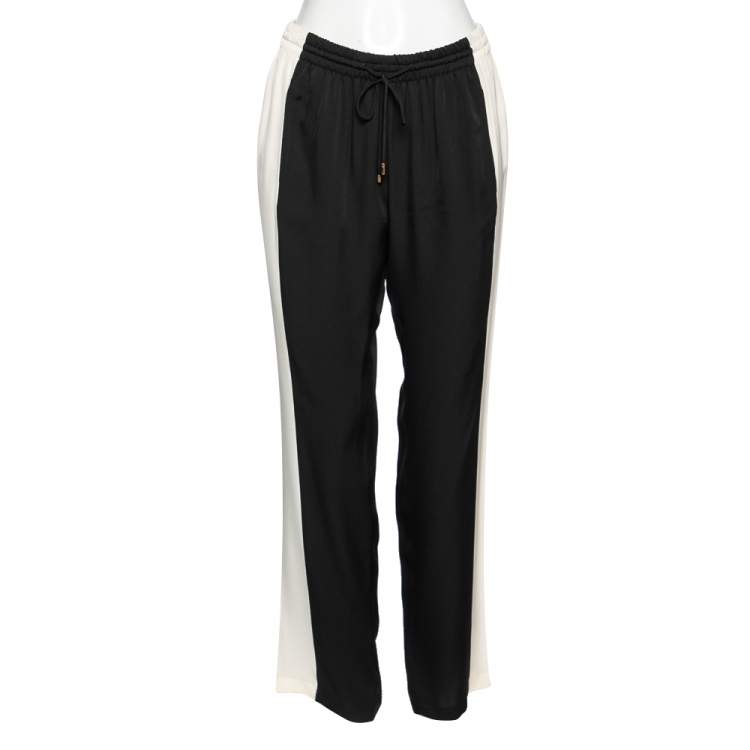 Pre Owned Gucci Monochrome Silk Elasticized Waist Pants M