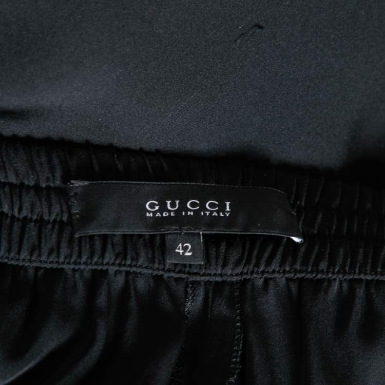 Pre Owned Gucci Monochrome Silk Elasticized Waist Pants M