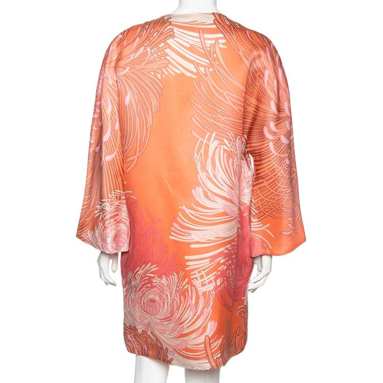 Pre Owned Gucci Floral Printed Silk Jacket M