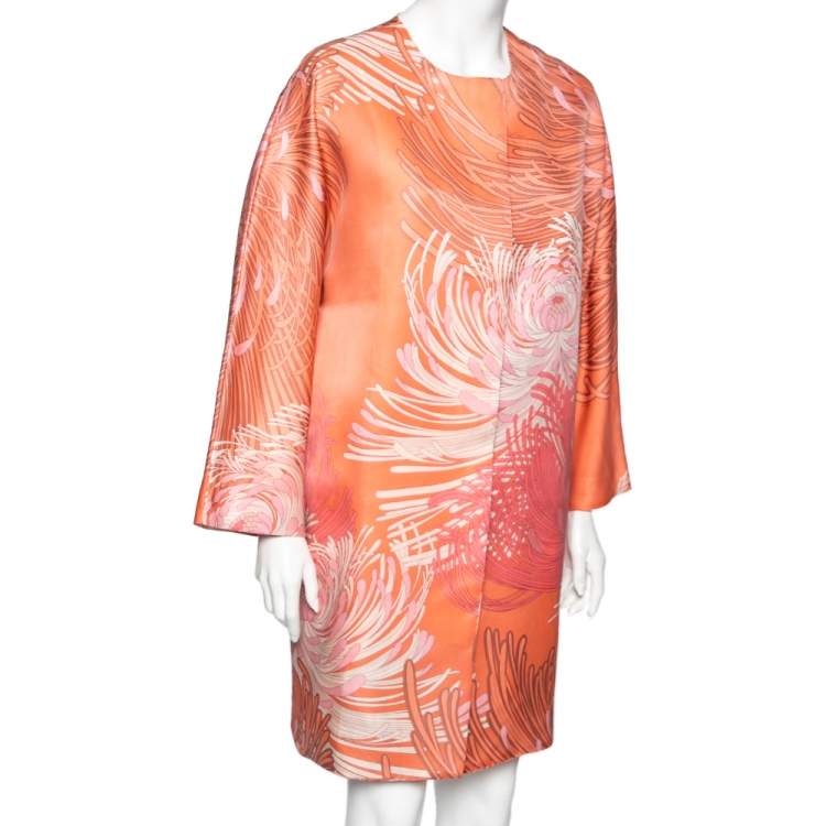 Pre Owned Gucci Floral Printed Silk Jacket M