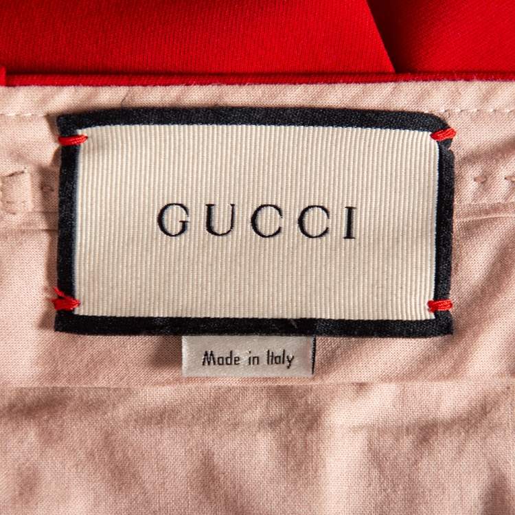 Pre Owned Gucci Red Wool Ladybug Patch Detail Tapered Leg Pants M
