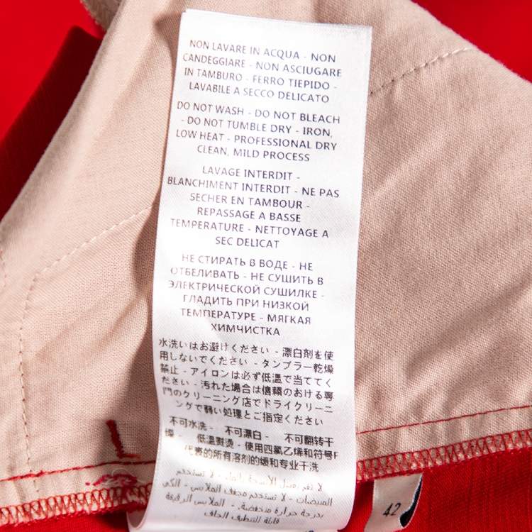 Pre Owned Gucci Red Wool Ladybug Patch Detail Tapered Leg Pants M