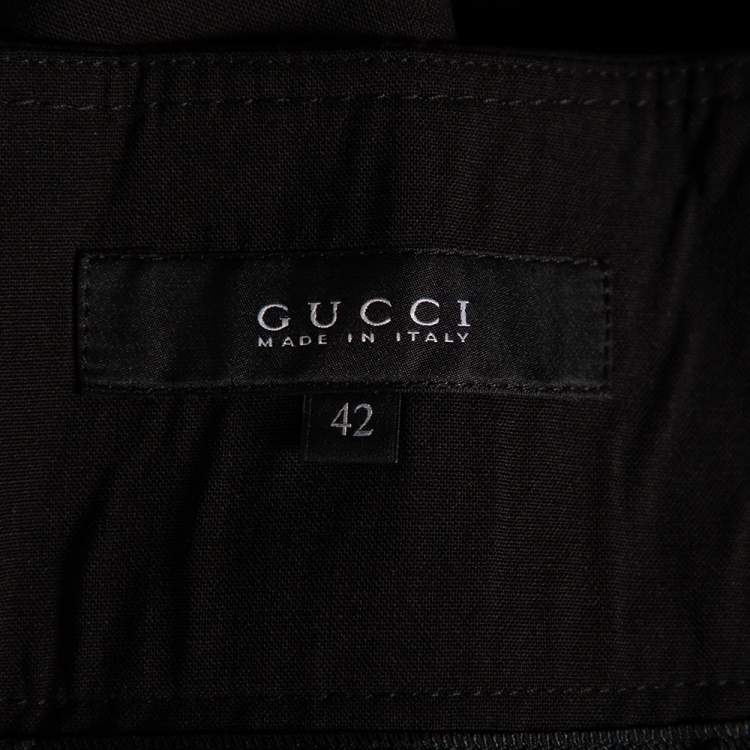 Pre Owned Gucci Black Wool Straight Leg Trousers M