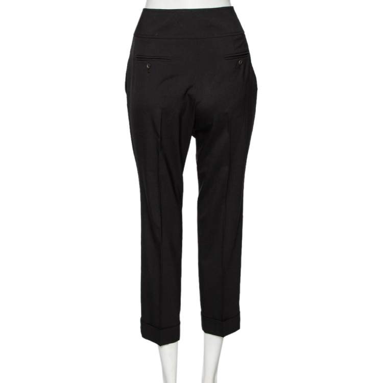 Pre Owned Gucci Black Wool Straight Leg Trousers M
