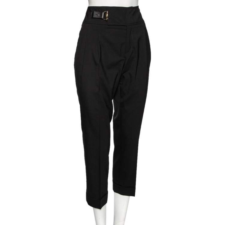 Pre Owned Gucci Black Wool Straight Leg Trousers M