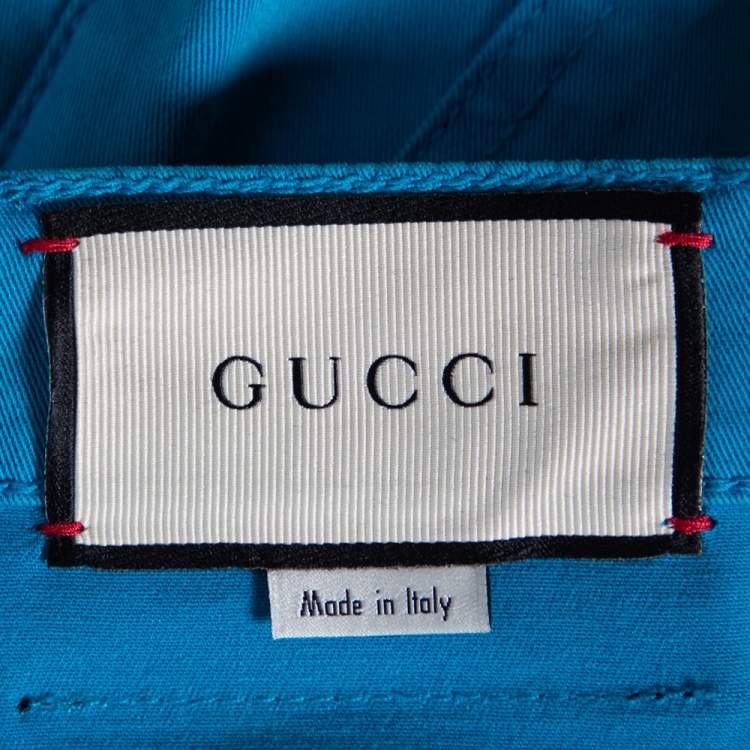 Pre Owned Gucci Blue Cotton Slim Fit Pants M
