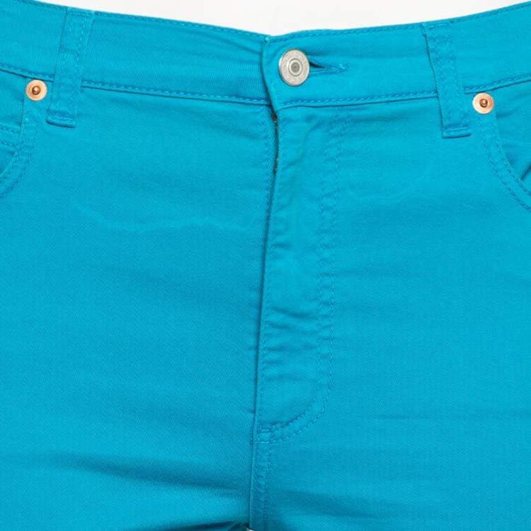 Pre Owned Gucci Blue Cotton Slim Fit Pants M