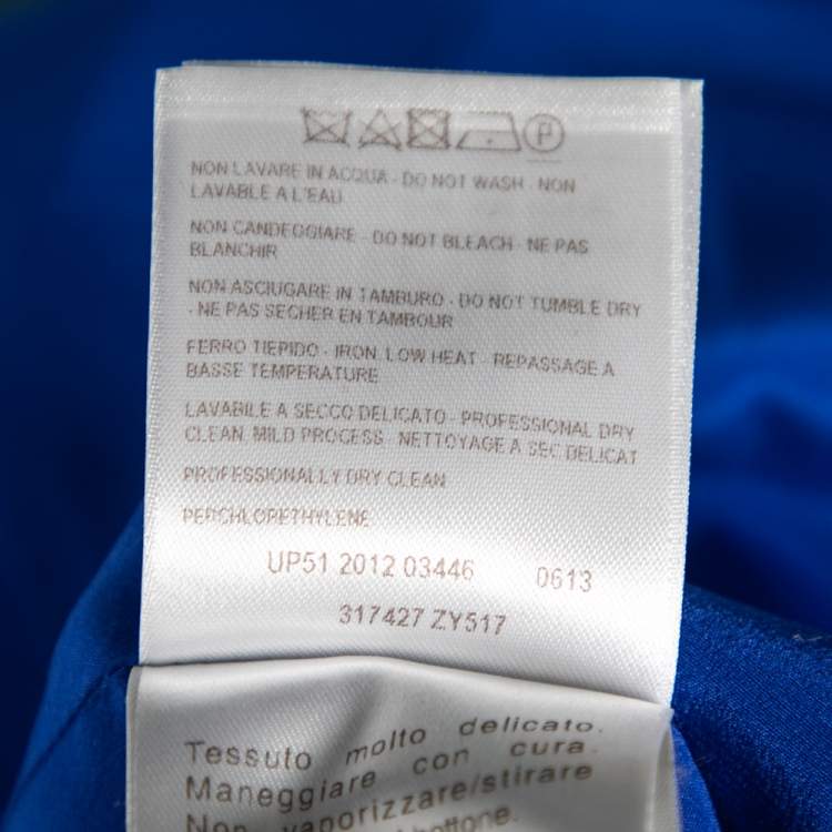 Pre Owned Gucci Blue Printed Silk Button Front Lightweight Coat M 