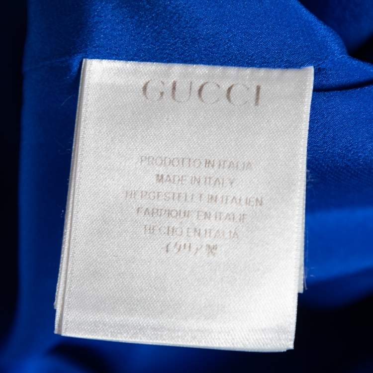 Pre Owned Gucci Blue Printed Silk Button Front Lightweight Coat M 