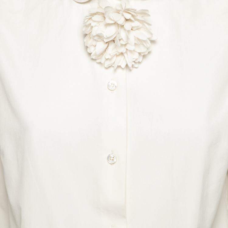 Pre Owned Gucci White Cotton Button Button Front Shirt M