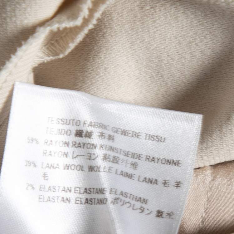 Pre Owned Gucci Cream Wool Crepe Tailored Pants M