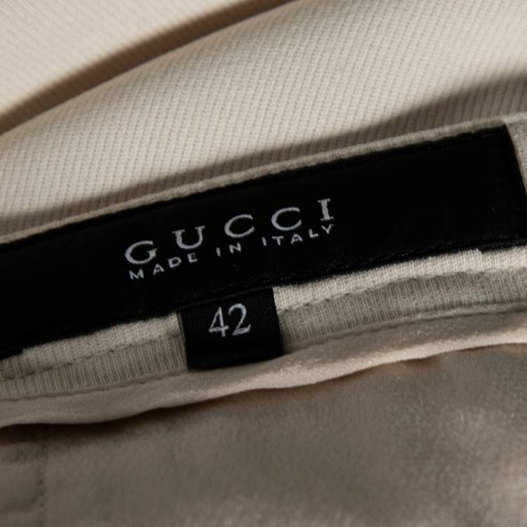 Pre Owned Gucci Cream Wool Crepe Tailored Pants M